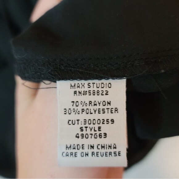 Max Studio Black Roll Tab Sleeve Drawstring Blouson Dress Size Small - Picture 7 of 10